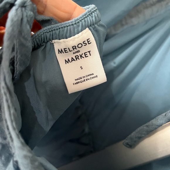 💙 Melrose and Market Blue Smocked Peplum Blouse – Size Small 💙 NWT | 2-Tie Bac - Picture 6 of 12